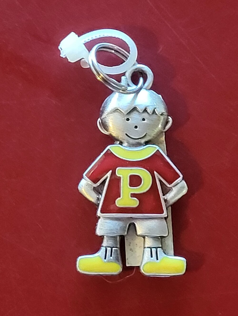 Ganz silver tone Boy Charm Initial Letter P